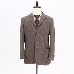 Grigioperla 44R Brown Sport Coat Blazer Jacket Check 3B Cotton V886